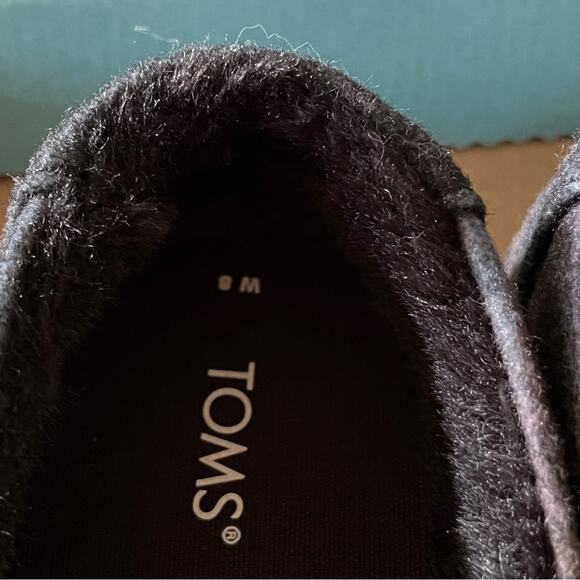 TOMS Black Ombré Printed Felt Faux Fur Alpargata Slip-on Shoes size 8 - Picture 5 of 12